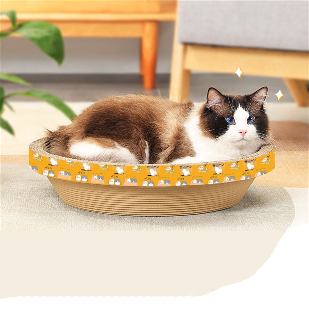 Cat Scratcher Corrugated Scratching Board Round Cardboard Lounge Bed Scratch Pad Nest Furniture Protection Kitten Training Toy