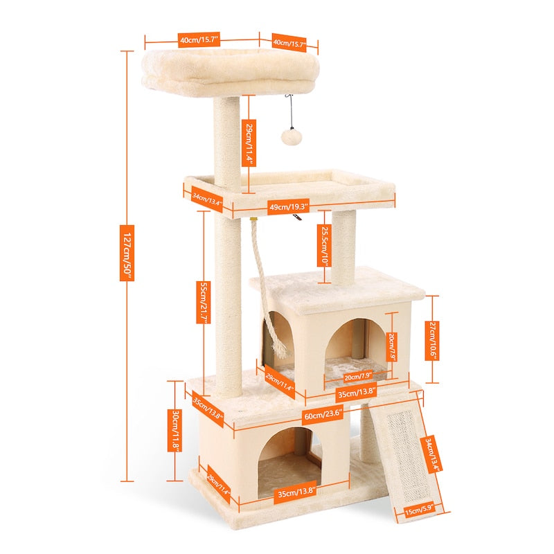 Rocket Styling Cat Tree Condo Scratching Post Multi-level Cat Towel Cozy Perches Climbing Tree Toys Activity Furniture Protector