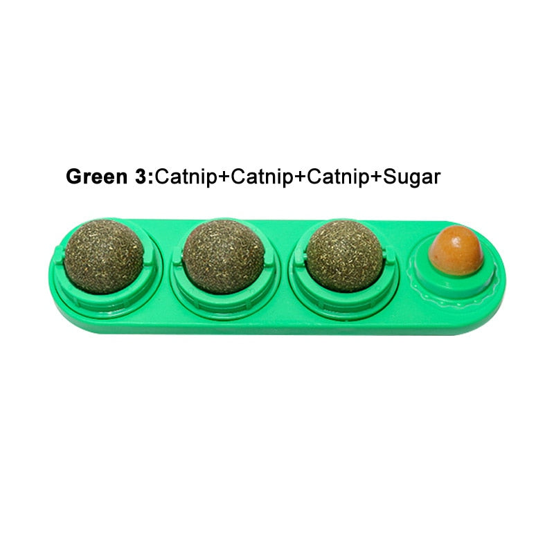 4pcs Self-Adhesive Rotating Catnip Ball Set