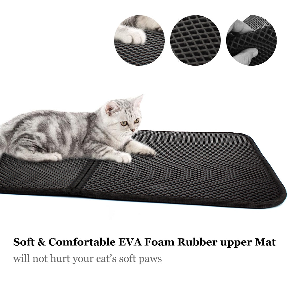 New Waterproof Pet Cat Litter Mat EVA Double Layer Cat Litter Pads Trapper Mat folding Non-slip Pet Litter Mat Cat Supplies