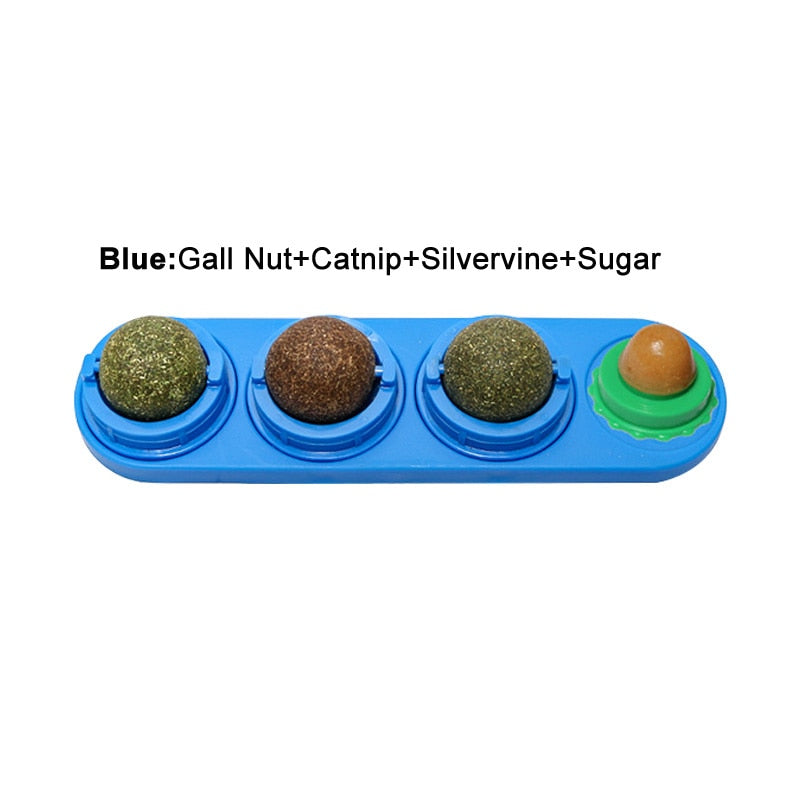 4pcs Self-Adhesive Rotating Catnip Ball Set