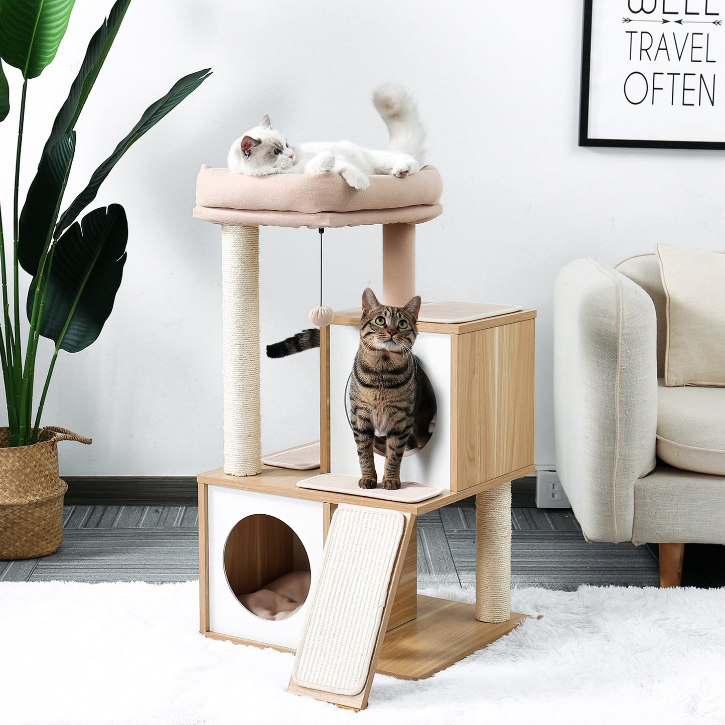 Rocket Styling Cat Tree Condo Scratching Post Multi-level Cat Towel Cozy Perches Climbing Tree Toys Activity Furniture Protector