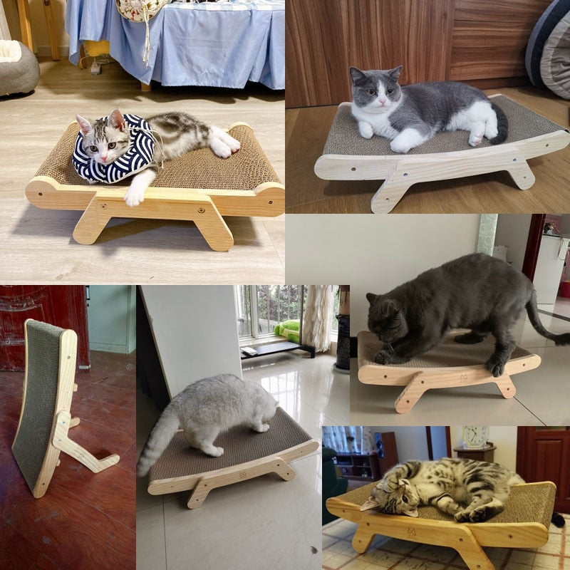 3 In 1 Corrugated Cat Bed and Nail Scratching Tree with Catnip