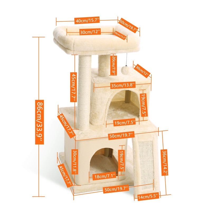 Rocket Styling Cat Tree Condo Scratching Post Multi-level Cat Towel Cozy Perches Climbing Tree Toys Activity Furniture Protector