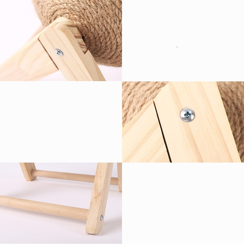 Cat Scratching Ball Wood Stand Pet Furniture Sisal Rope Ball Toy Kitten Climbing Scratcher Grinding Paws Scraper Toys For Cats