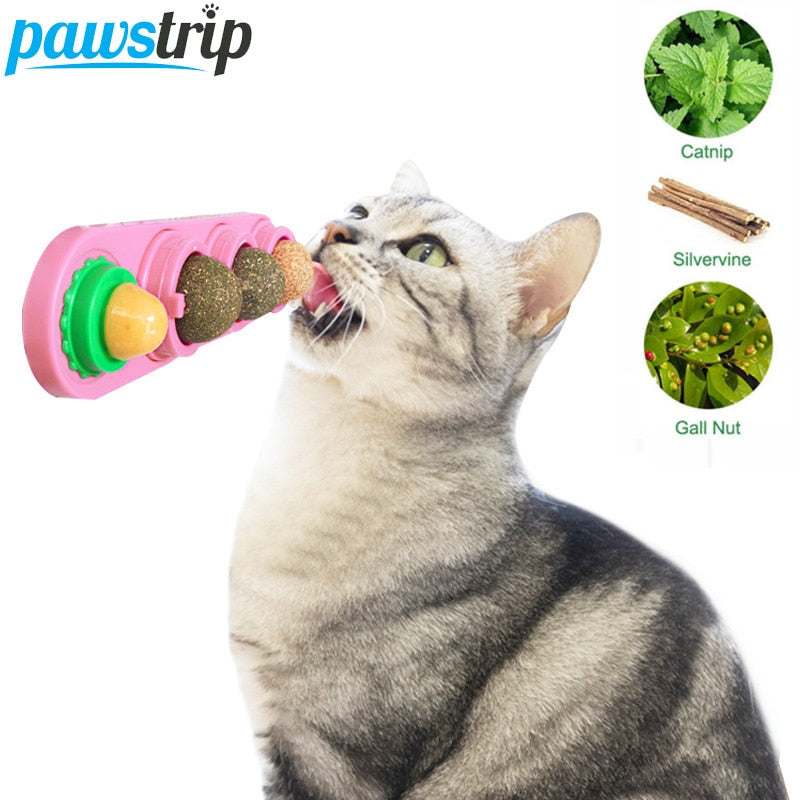 4pcs Self-Adhesive Rotating Catnip Ball Set