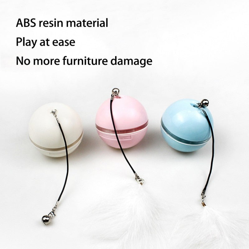 USB Intelligent Interactive Cat Toy Self Rotating Ball Automatic Rotation Ball Feather Toy LED Magic Roller Ball For Cat Dog Kid