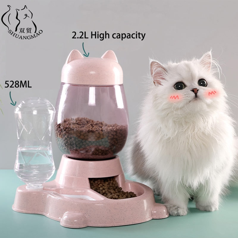 SHUANGMAO Pet Cat Bowl 2.2L Food Bowls Dog for Cats Automatic Drinking 528ml Puppy Feeder Fountain Large Capacity Waterer Kitten