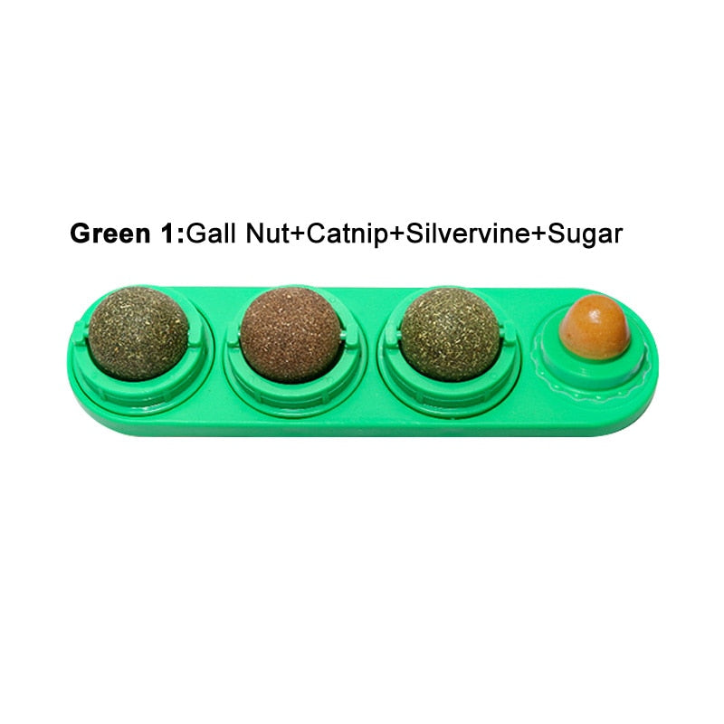 4pcs Self-Adhesive Rotating Catnip Ball Set