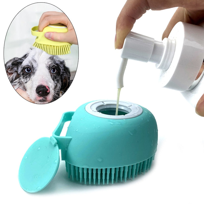 Dog and Cat Bath Massage Brush with Soft Silicone Bristles