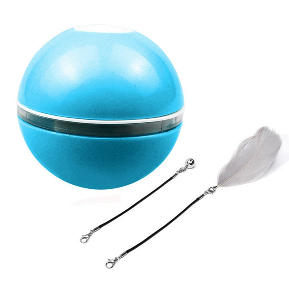 USB Intelligent Interactive Cat Toy Self Rotating Ball Automatic Rotation Ball Feather Toy LED Magic Roller Ball For Cat Dog Kid