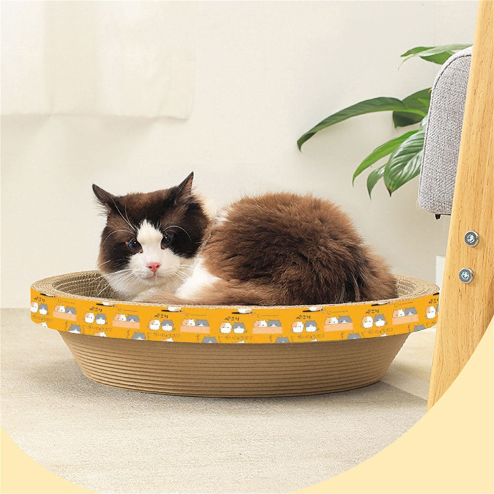 Cat Scratcher Corrugated Scratching Board Round Cardboard Lounge Bed Scratch Pad Nest Furniture Protection Kitten Training Toy