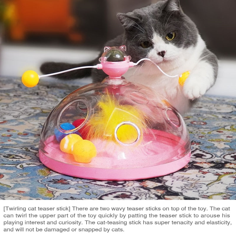 Meows Windmill Funny Cat Toys Interactive Multifunctional Turntable Pet Educational Toys with Catnip&amp;Luminous Ball Pinwheel Toys