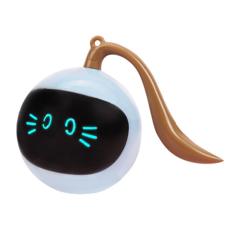 USB Intelligent Interactive Cat Toy Self Rotating Ball Automatic Rotation Ball Feather Toy LED Magic Roller Ball For Cat Dog Kid