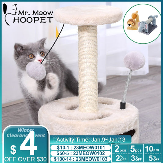 Hoopet H35.5/21cm Pet Cat Scratching Toy Sisal Climbing Furniture Cat Interactive Toys Kitten Exercise Climbing Frame