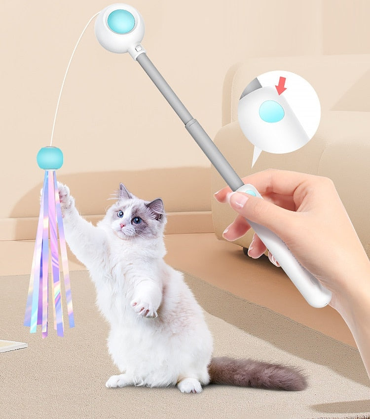 Gravitational Cat Stick Cat Himself Fairy Feather Bell Catnip Kitten Cat Interactive Toys Ball Laser Teaser Pen Retractable