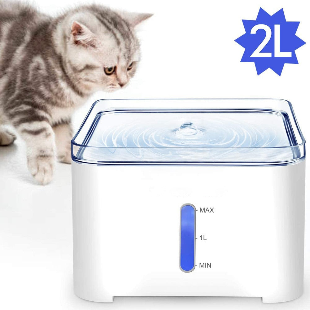 Pet Cat Water Fountain 2L Automatic Dog Water Dispenser Electric LED Lighting USB Cat Water Drinking Fountain Water Drinker Bowl