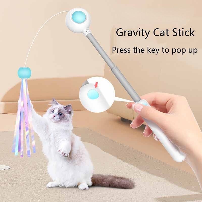 Gravitational Cat Stick Cat Himself Fairy Feather Bell Catnip Kitten Cat Interactive Toys Ball Laser Teaser Pen Retractable