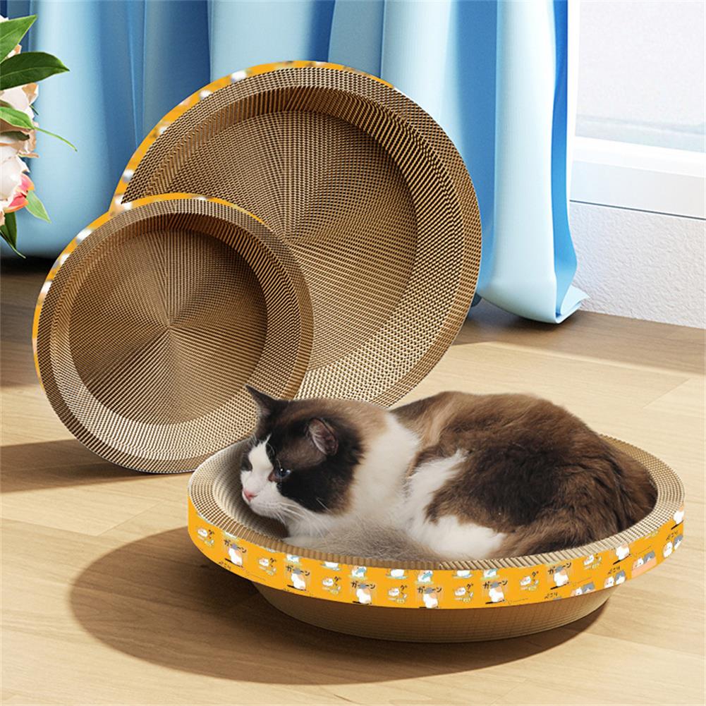 Cat Scratcher Corrugated Scratching Board Round Cardboard Lounge Bed Scratch Pad Nest Furniture Protection Kitten Training Toy