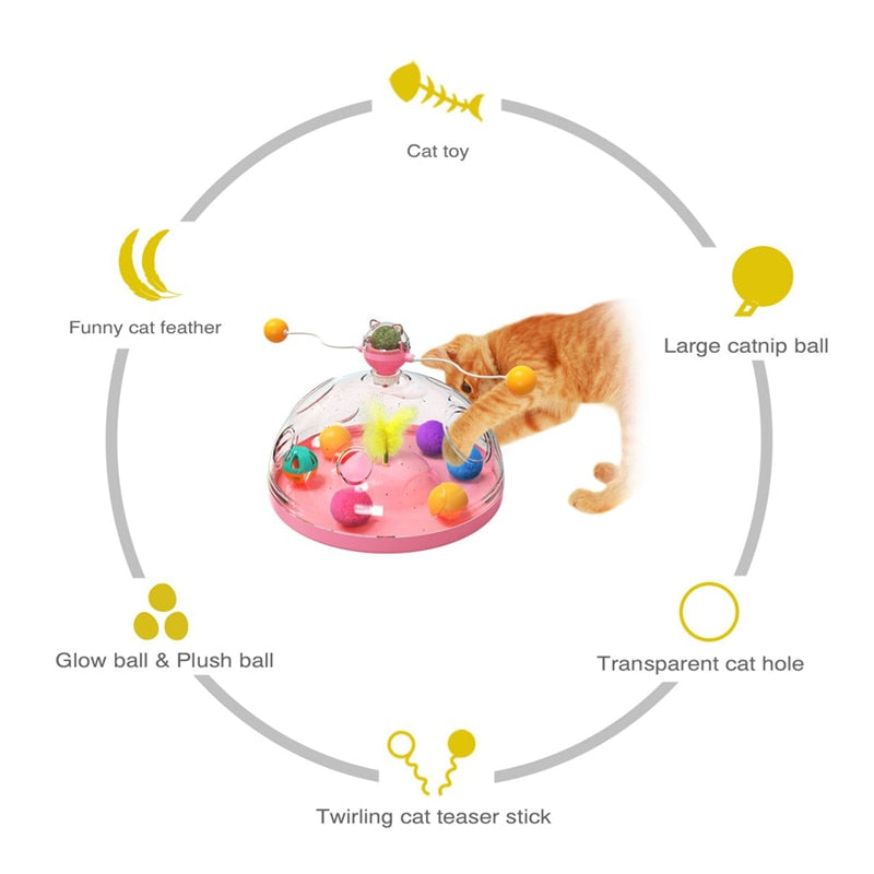 Meows Windmill Funny Cat Toys Interactive Multifunctional Turntable Pet Educational Toys with Catnip&amp;Luminous Ball Pinwheel Toys