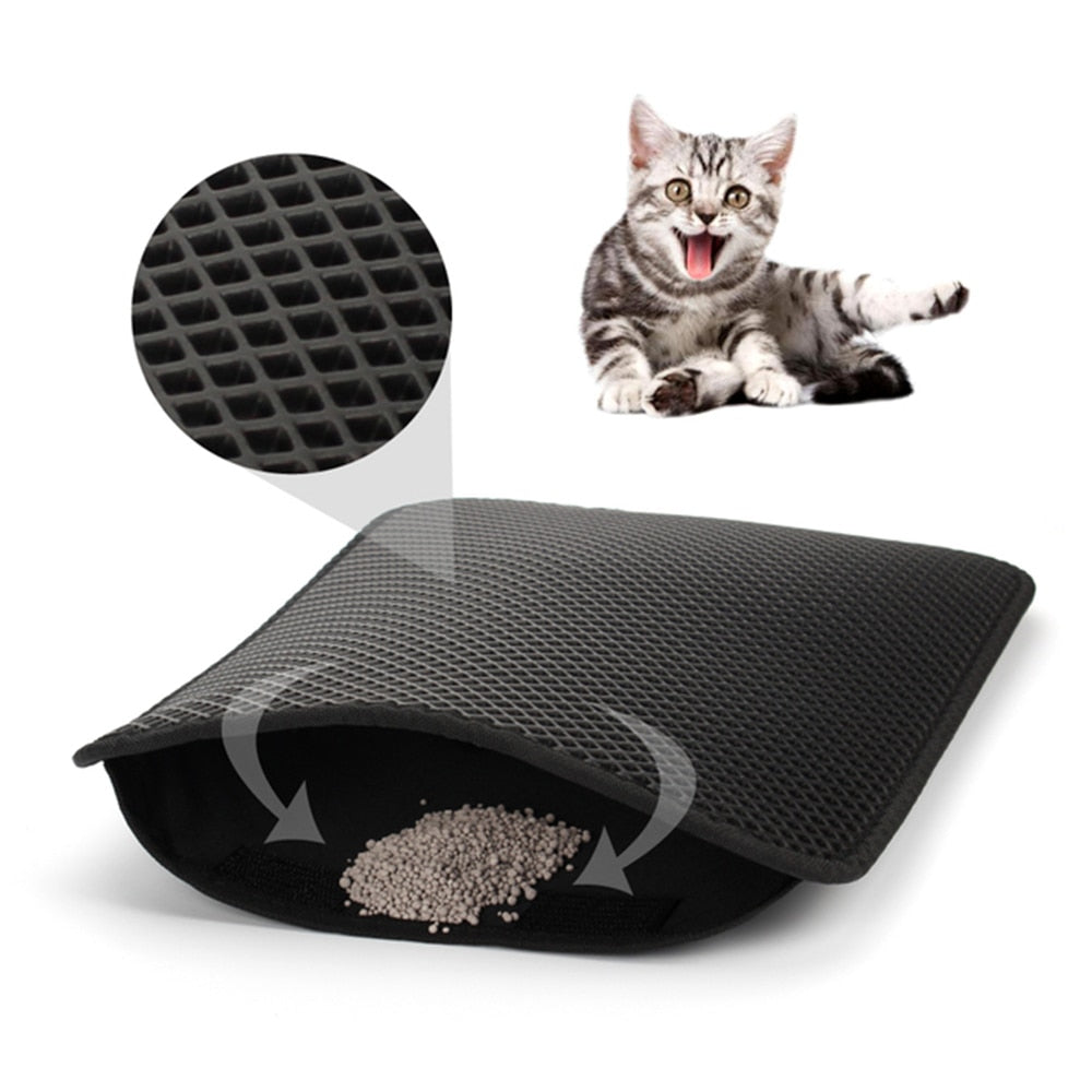 New Waterproof Pet Cat Litter Mat EVA Double Layer Cat Litter Pads Trapper Mat folding Non-slip Pet Litter Mat Cat Supplies